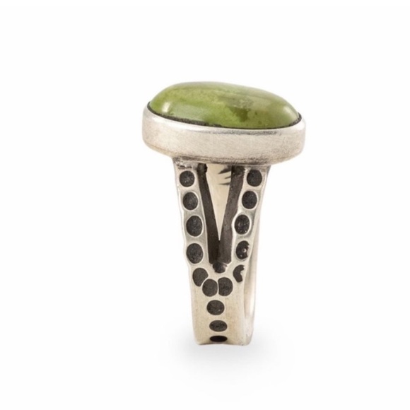 🫒 {PRICE FIRM} RARE DDR Green Turquoise Single Stone Ring, Hallmark, #741 - Picture 4 of 8